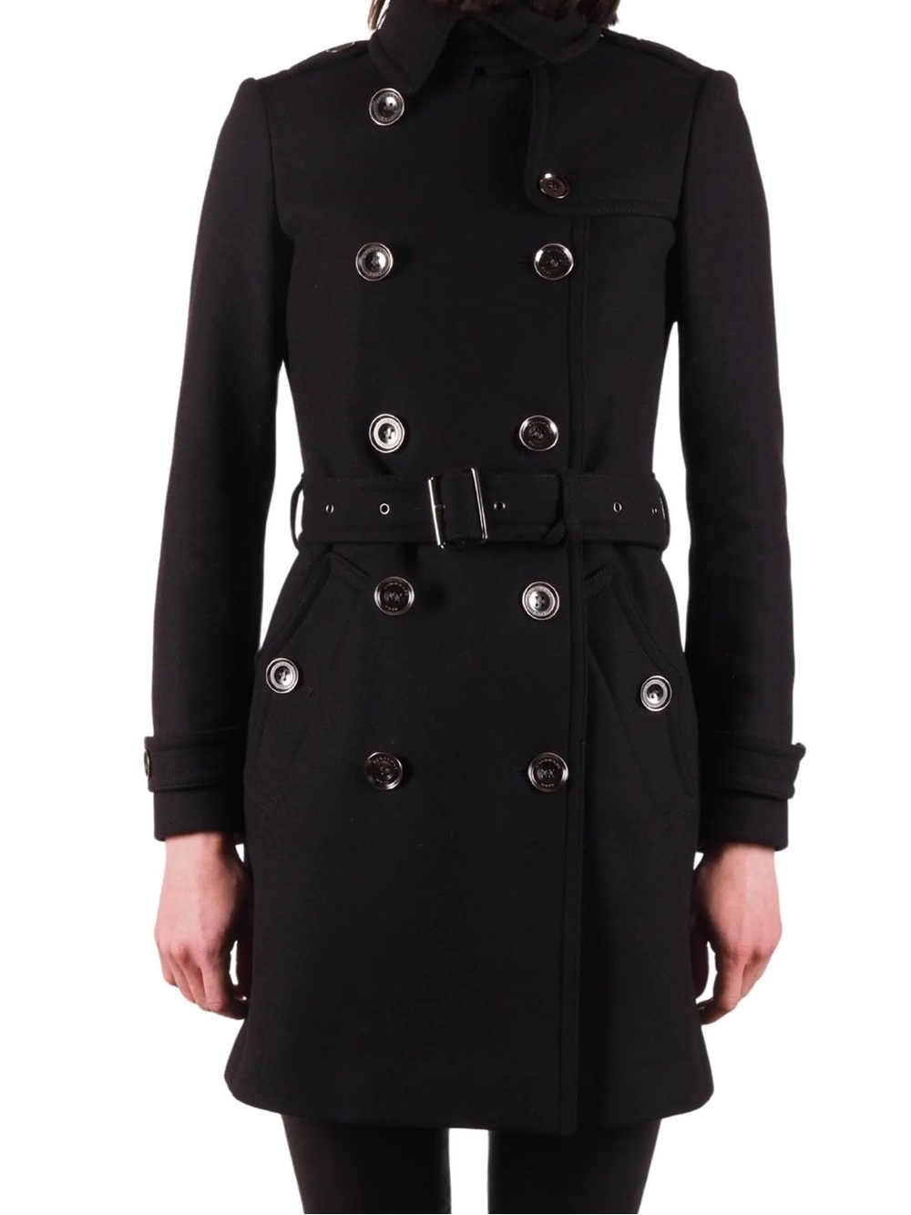 Authentic Burberry Brit Double Breasted Wool/Cashmere Trench Belted Jacket - EUC